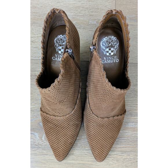 Vince Camuto Lamorna Suede Leather Bootie Sz 10 Brown Pointed Toe Cowgirl 4" - Picture 8 of 11